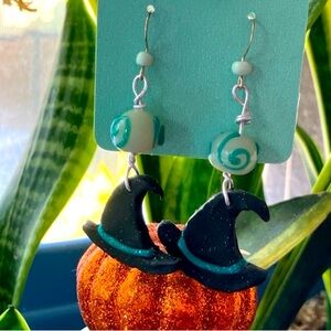 Witch Hat Earrings with Swirl Beads